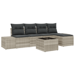 Casa si Gradina - Gradina si terasa - Mobilier exterior - Canapele si fotolii gradina - Set canapea gradina de 6 piese cu perne gri din ratan poliesteric - Infinity.ro