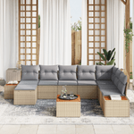 Casa si Gradina - Gradina si terasa - Mobilier exterior - Canapele si fotolii gradina - Set canapea gradina 9 piese perne Bej Ratan Acacia - Infinity.ro