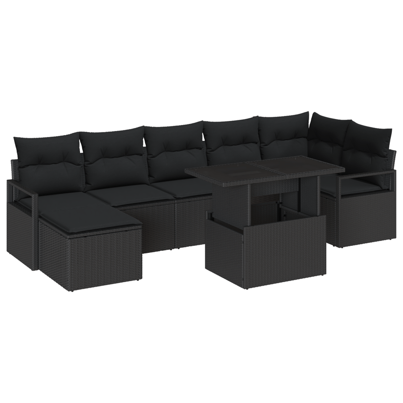 Casa si Gradina - Gradina si terasa - Mobilier exterior - Canapele si fotolii gradina - Set Canapea Gradina  8 Piese cu Perne din Ratan Poli Negru - Infinity.ro