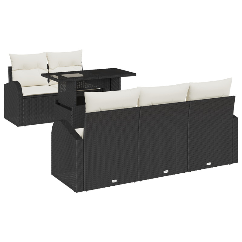 Casa si Gradina - Gradina si terasa - Mobilier exterior - Canapele si fotolii gradina - Set canapea gradina 6 piese cu perne Negru Poliratan - Infinity.ro