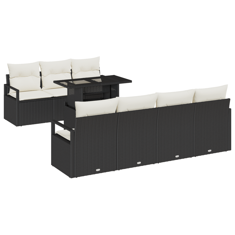 Casa si Gradina - Gradina si terasa - Mobilier exterior - Canapele si fotolii gradina - Set de canapele de gradina  cu 8 piese si perne Negru Ratan Poli - Infinity.ro