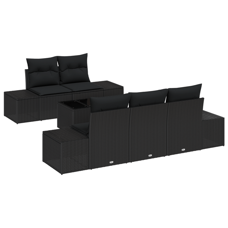 Casa si Gradina - Gradina si terasa - Mobilier exterior - Canapele si fotolii gradina - Set de Canapea pentru Gradina cu Pernute Negru Ratan Poli - Infinity.ro