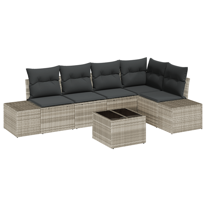 Casa si Gradina - Gradina si terasa - Mobilier exterior - Canapele si fotolii gradina - Set de Canapea Gradina 6 Piese cu Perne Gri Poliratan - Infinity.ro