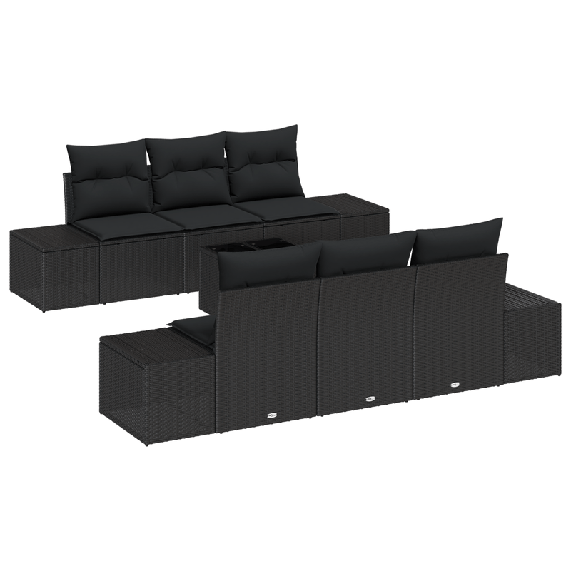 Casa si Gradina - Gradina si terasa - Mobilier exterior - Canapele si fotolii gradina - Set Canapea Gradina cu 7 Piese cu Perne Negru Poli Rattan - Infinity.ro