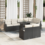 Casa si Gradina - Gradina si terasa - Mobilier exterior - Canapele si fotolii gradina - Set de 9 Piese Sofa pentru Gradina cu Perne Negru din Ratan - Infinity.ro