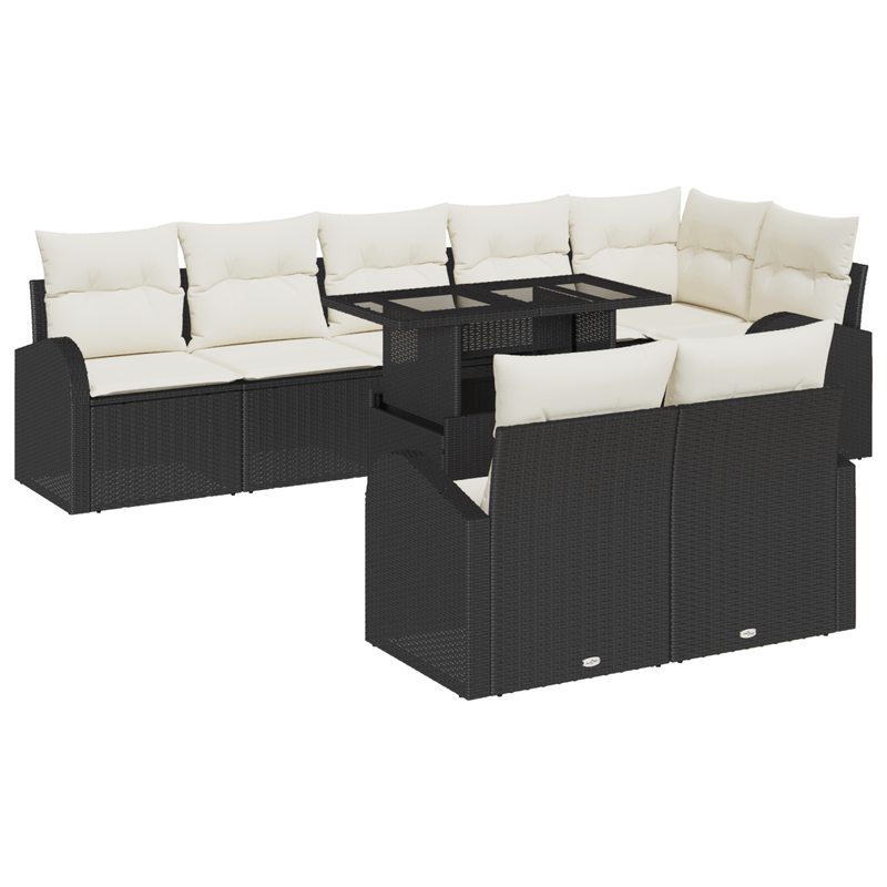 Casa si Gradina - Gradina si terasa - Mobilier exterior - Canapele si fotolii gradina - Set de 9 Piese Sofa pentru Gradina cu Perne Negru din Ratan - Infinity.ro