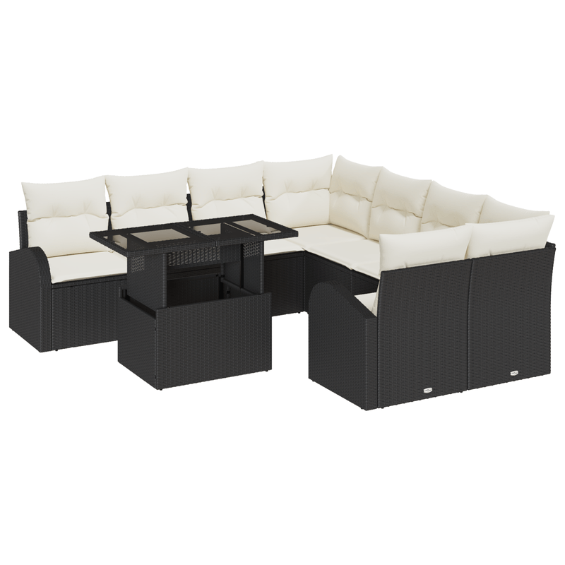 Casa si Gradina - Gradina si terasa - Mobilier exterior - Canapele si fotolii gradina - Set canapea gradina 9 piese cu perne negru ratan poli - Infinity.ro