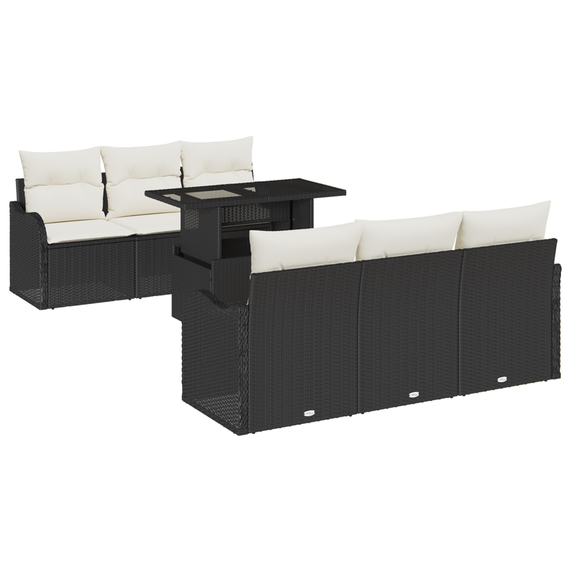 Casa si Gradina - Gradina si terasa - Mobilier exterior - Canapele si fotolii gradina - Set de Sofa pentru Gradina  7 Piese cu Perne Negre Ratan Polimer - Infinity.ro