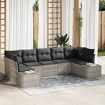 Casa si Gradina - Gradina si terasa - Mobilier exterior - Canapele si fotolii gradina - Set de canapea de gradina cu perne Gri deschis din Ratan polimeric - Infinity.ro