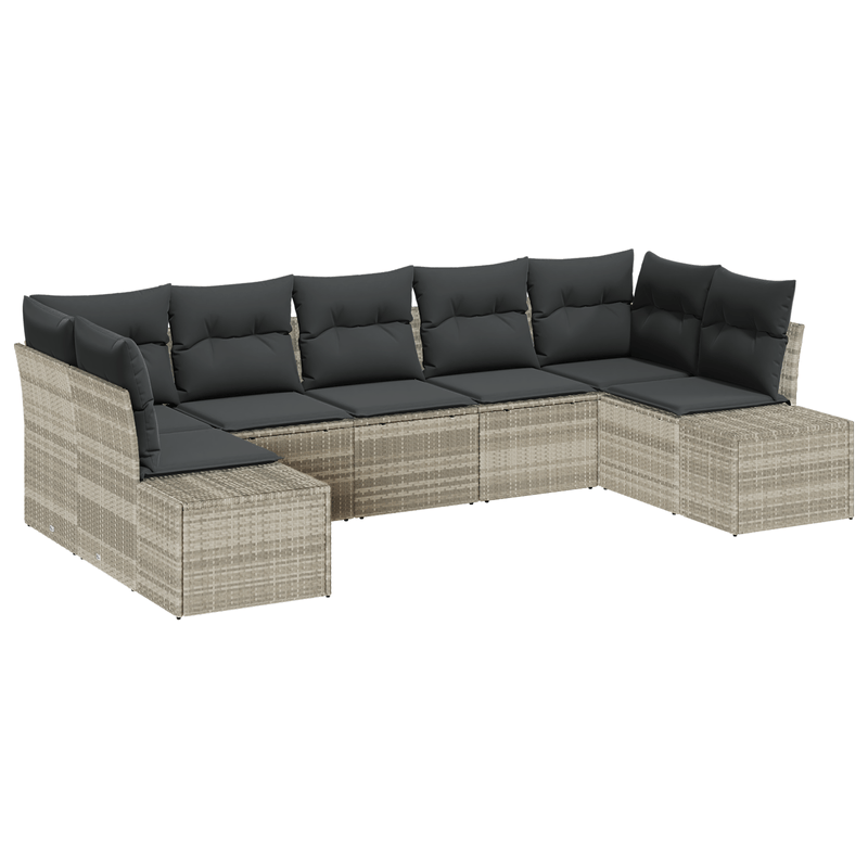 Casa si Gradina - Gradina si terasa - Mobilier exterior - Canapele si fotolii gradina - Set de canapea de gradina cu perne Gri deschis din Ratan polimeric - Infinity.ro