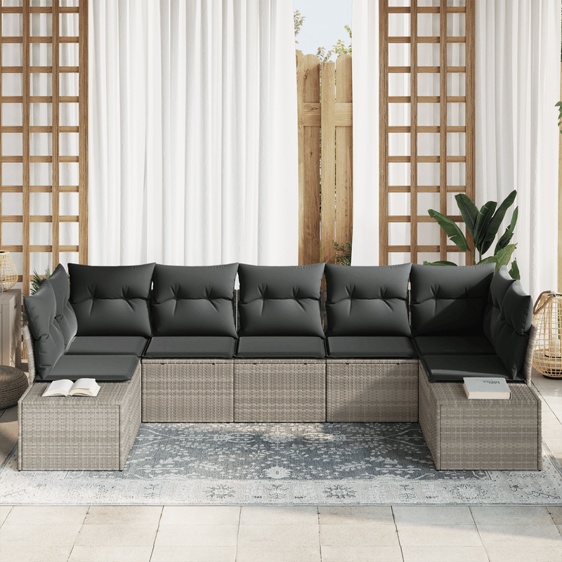 Casa si Gradina - Gradina si terasa - Mobilier exterior - Canapele si fotolii gradina - Set de canapea de gradina cu perne Gri deschis din Ratan polimeric - Infinity.ro
