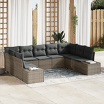 Casa si Gradina - Gradina si terasa - Mobilier exterior - Canapele si fotolii gradina - Set de gradina 9 piese cu perne Gri Poliratan - Infinity.ro