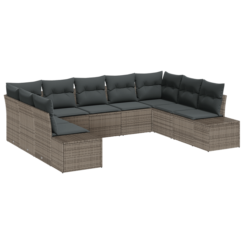 Casa si Gradina - Gradina si terasa - Mobilier exterior - Canapele si fotolii gradina - Set de gradina 9 piese cu perne Gri Poliratan - Infinity.ro