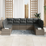 Casa si Gradina - Gradina si terasa - Mobilier exterior - Canapele si fotolii gradina - Set de gradina 9 piese cu perne Gri Poliratan - Infinity.ro