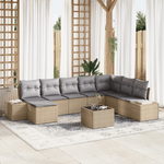Casa si Gradina - Gradina si terasa - Mobilier exterior - Canapele si fotolii gradina - Set de canapea de gradina , 9 piese, cu perne, ratan politat negru - Infinity.ro