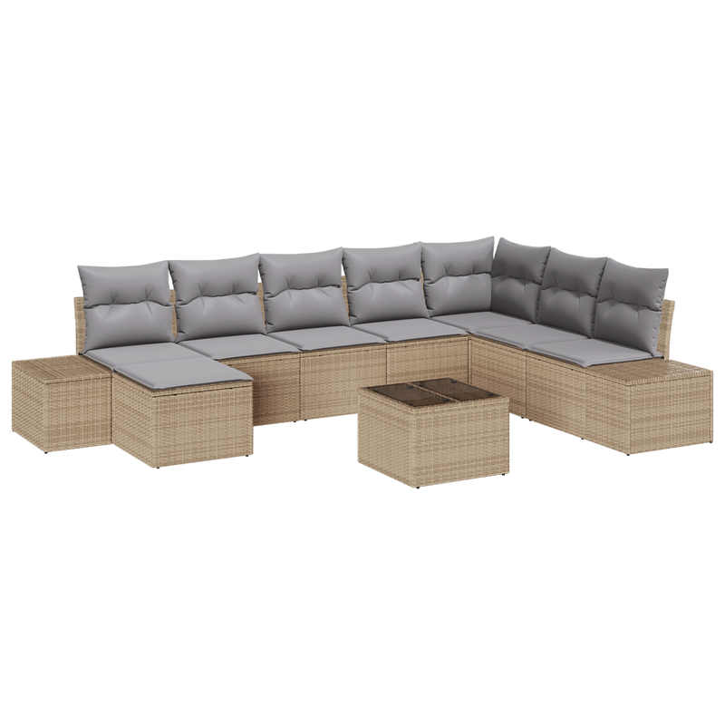 Casa si Gradina - Gradina si terasa - Mobilier exterior - Canapele si fotolii gradina - Set de canapea de gradina , 9 piese, cu perne, ratan politat negru - Infinity.ro