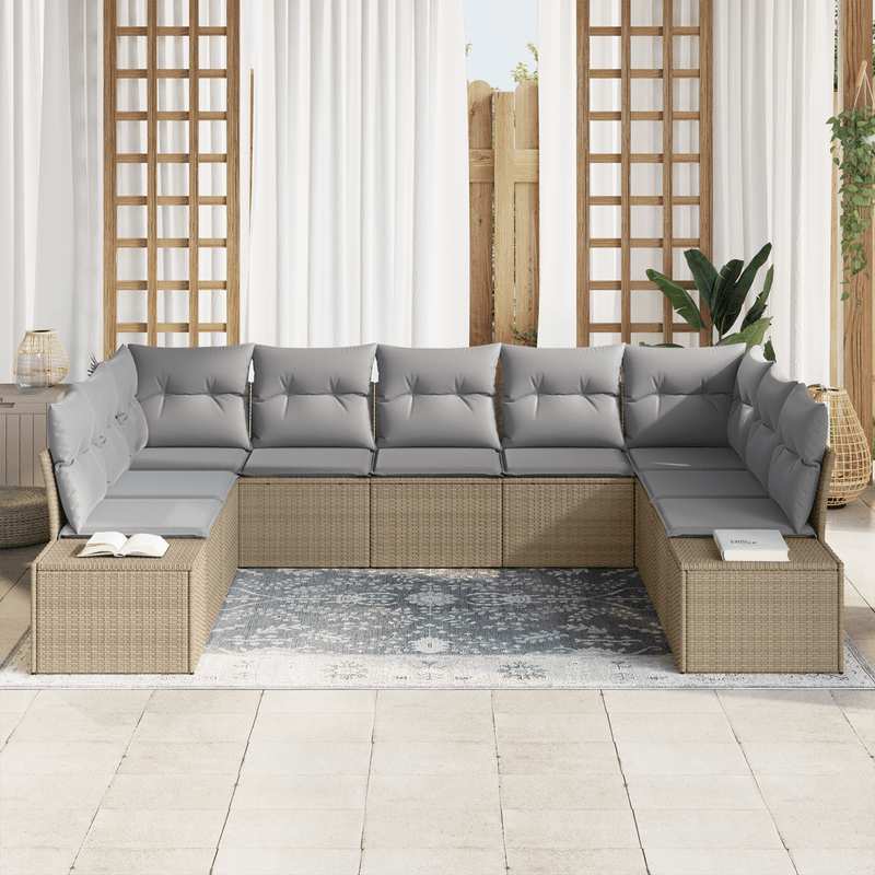 Casa si Gradina - Gradina si terasa - Mobilier exterior - Canapele si fotolii gradina - Set Canapea Gradina cu Perne Bej Ratan Poli - Infinity.ro