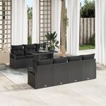 Casa si Gradina - Gradina si terasa - Mobilier exterior - Canapele si fotolii gradina - Set de canapea de gradina  cu 8 piese si perne negre - Infinity.ro