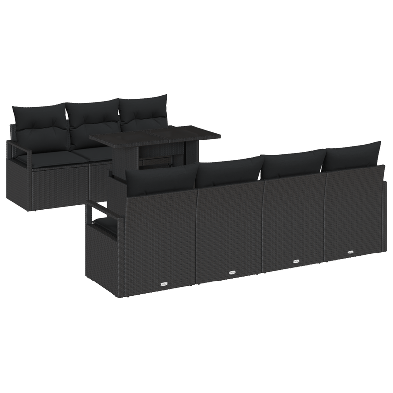 Casa si Gradina - Gradina si terasa - Mobilier exterior - Canapele si fotolii gradina - Set de canapea de gradina  cu 8 piese si perne negre - Infinity.ro