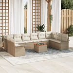 Casa si Gradina - Gradina si terasa - Mobilier exterior - Seturi mobila gradina - Set de Canapea 11 Piese cu Perne Bej Ratan Polimeric Acacia - Infinity.ro