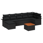 Casa si Gradina - Gradina si terasa - Mobilier exterior - Canapele si fotolii gradina - Set canapea gradina 8 piese perne Negru Poliratan Acacia - Infinity.ro