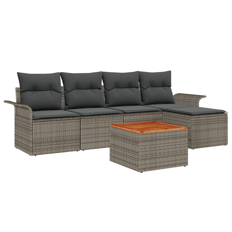 Casa si Gradina - Gradina si terasa - Mobilier exterior - Canapele si fotolii gradina - Set de canapea de gradina cu perne gri din ratan Acacia - Infinity.ro