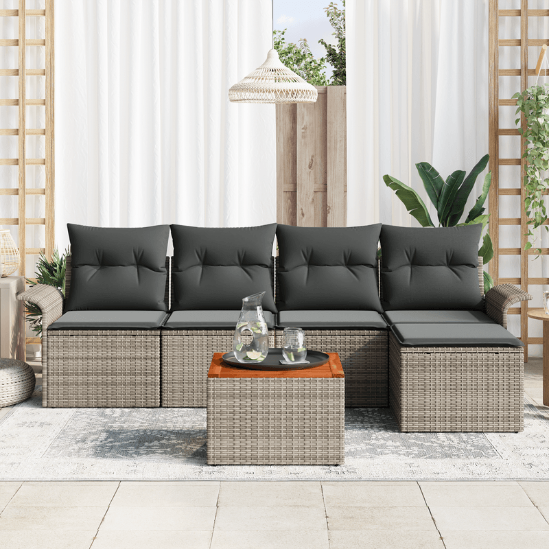 Casa si Gradina - Gradina si terasa - Mobilier exterior - Canapele si fotolii gradina - Set de canapea de gradina cu perne gri din ratan Acacia - Infinity.ro