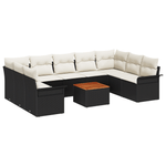 Casa si Gradina - Gradina si terasa - Mobilier exterior - Canapele si fotolii gradina - Set de Canapea pentru Gradina cu 10 Piese cu Perne Negru Poliratan Acacia - Infinity.ro