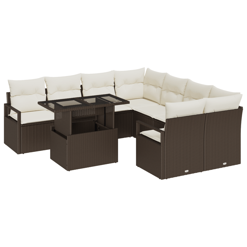 Casa si Gradina - Gradina si terasa - Mobilier exterior - Canapele si fotolii gradina - Set canapele gradina  9 Piese cu perne Maro Poliratan - Infinity.ro