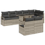 Casa si Gradina - Gradina si terasa - Mobilier exterior - Canapele si fotolii gradina - Set de canapea pentru gradina  9 piese cu perne gri deschis din poli ratan - Infinity.ro