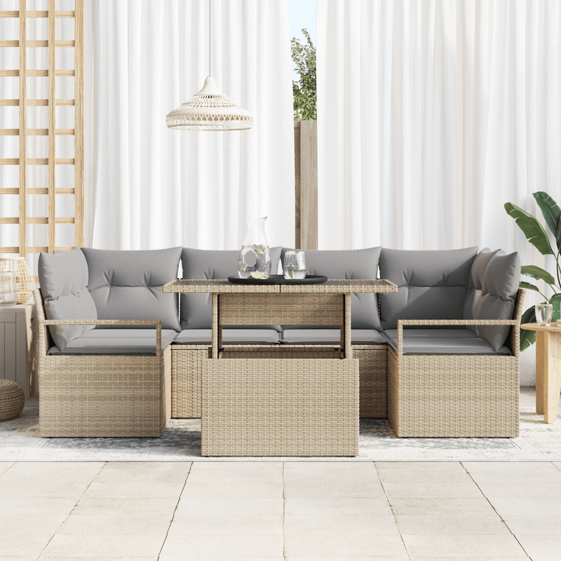 Casa si Gradina - Gradina si terasa - Mobilier exterior - Canapele si fotolii gradina - Set canapea pentru gradina  cu perne Bej Ratan Poli - Infinity.ro
