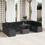 Casa si Gradina - Gradina si terasa - Mobilier exterior - Seturi mobila gradina - Set de sofa cu 11 piese cu perne Negru Poliratan - Infinity.ro