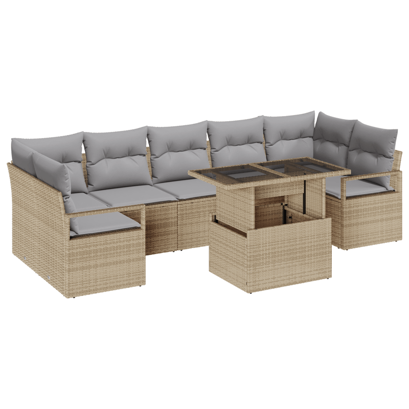 Casa si Gradina - Gradina si terasa - Mobilier exterior - Canapele si fotolii gradina - Set de canapele de gradina  cu 8 piese cu perne bej din ratan poli - Infinity.ro