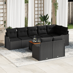 Casa si Gradina - Gradina si terasa - Mobilier exterior - Canapele si fotolii gradina - Set de Sofa pentru Gradina  cu Perne Negre din Poliratan si Acacia - Infinity.ro