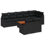 Casa si Gradina - Gradina si terasa - Mobilier exterior - Canapele si fotolii gradina - Set de Sofa pentru Gradina  cu Perne Negre din Poliratan si Acacia - Infinity.ro