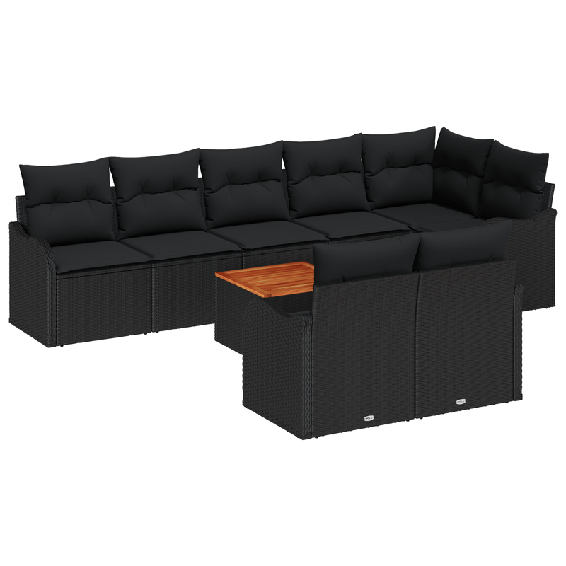 Casa si Gradina - Gradina si terasa - Mobilier exterior - Canapele si fotolii gradina - Set de Sofa pentru Gradina  cu Perne Negre din Poliratan si Acacia - Infinity.ro