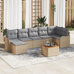 Casa si Gradina - Gradina si terasa - Mobilier exterior - Canapele si fotolii gradina - Set de canapele de gradina  8 piese cu perne Bej Poli Ratan Acacia - Infinity.ro