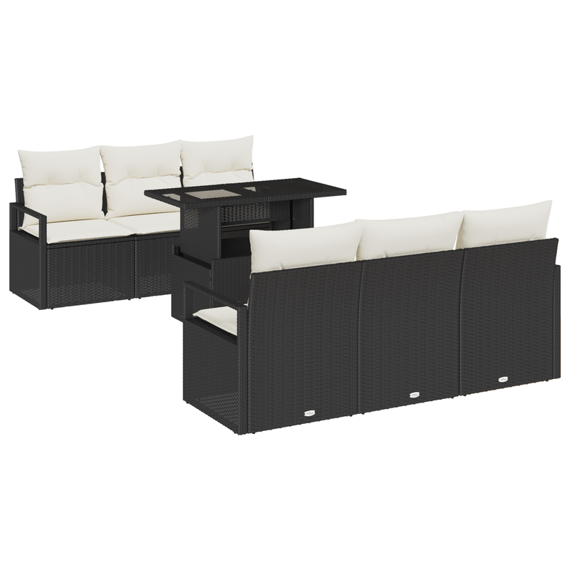 Casa si Gradina - Gradina si terasa - Mobilier exterior - Canapele si fotolii gradina - Set Canapele Gradina  7 Piese cu Pernute Negre Poliratan - Infinity.ro