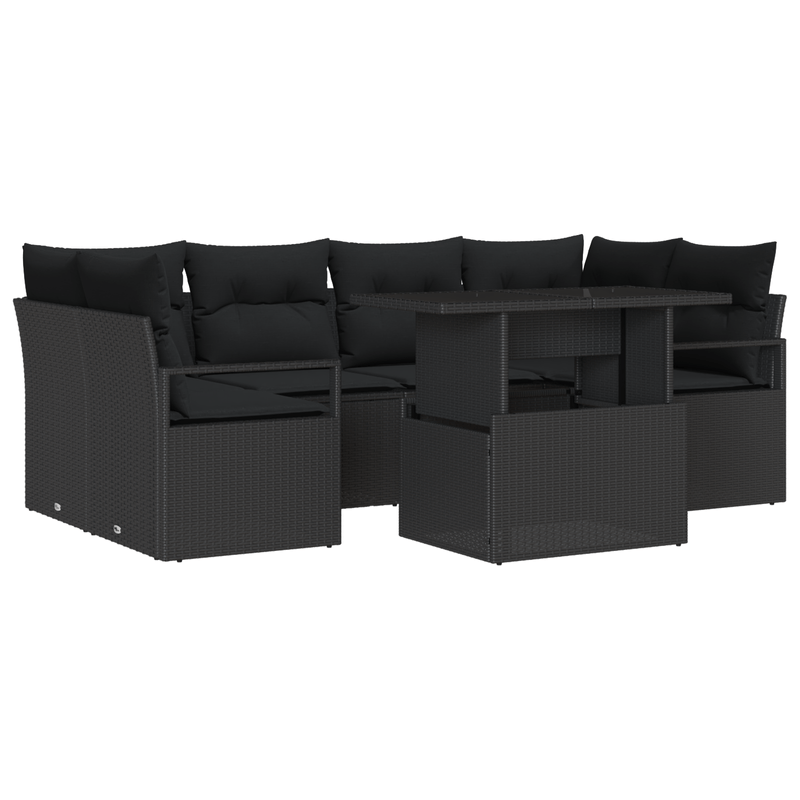 Casa si Gradina - Gradina si terasa - Mobilier exterior - Canapele si fotolii gradina - Set de Canapea de Gradina  cu Perne Ratan Poliester Negru - Infinity.ro