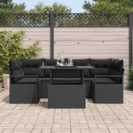 Casa si Gradina - Gradina si terasa - Mobilier exterior - Canapele si fotolii gradina - Set de Canapea de Gradina  cu Perne Ratan Poliester Negru - Infinity.ro