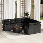 Casa si Gradina - Gradina si terasa - Mobilier exterior - Canapele si fotolii gradina - Set de Canapele de Gradina cu Perne Negre Ratan Poli Acacia - Infinity.ro