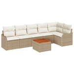 Casa si Gradina - Gradina si terasa - Mobilier exterior - Canapele si fotolii gradina - Set canapea de gradina  cu 7 piese si perne Bej Poliratan Acacia - Infinity.ro