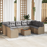 Casa si Gradina - Gradina si terasa - Mobilier exterior - Canapele si fotolii gradina - Set de canapele de gradina  cu 10 piese si perne Bej Ratan Poli Acacia - Infinity.ro
