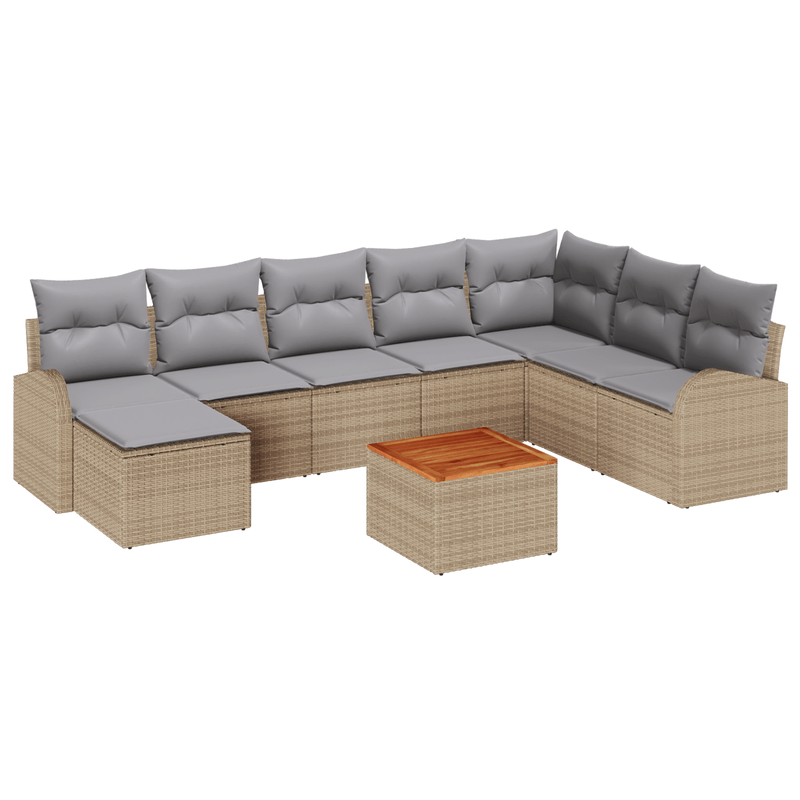 Casa si Gradina - Gradina si terasa - Mobilier exterior - Canapele si fotolii gradina - Set Canapea Colt Gradina cu Perna Bej din Ratan Polimeric si Acacia - Infinity.ro