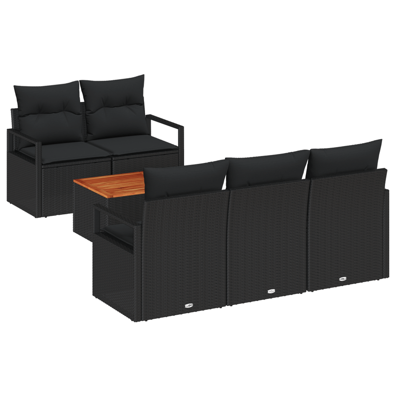Casa si Gradina - Gradina si terasa - Mobilier exterior - Canapele si fotolii gradina - Set Canapea Gradina cu 6 Piese si Perne, Ratan Polimer Negru - Infinity.ro