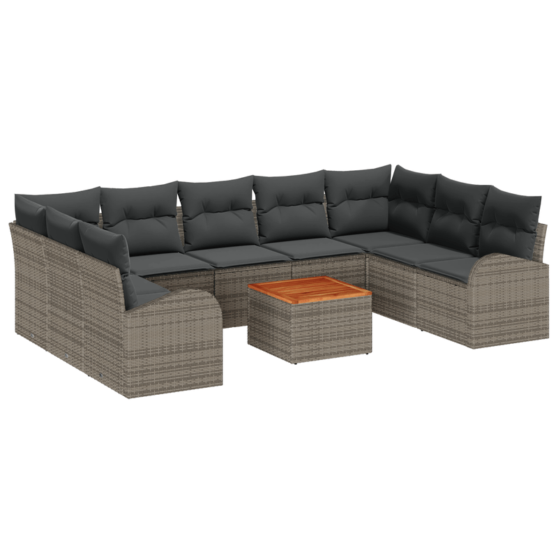 Casa si Gradina - Gradina si terasa - Mobilier exterior - Canapele si fotolii gradina - Set de Canapea Gradina cu Perne Gri Poliratan Acacia - Infinity.ro