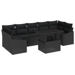 Casa si Gradina - Gradina si terasa - Mobilier exterior - Canapele si fotolii gradina - Set de 8 piese pentru gradina cu perne Negru Poliratan - Infinity.ro