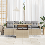 Casa si Gradina - Gradina si terasa - Mobilier exterior - Canapele si fotolii gradina - Set de canapea de gradina cu 5 piese si perne Bej Ratan Poliester - Infinity.ro
