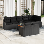 Casa si Gradina - Gradina si terasa - Mobilier exterior - Canapele si fotolii gradina - Set de 9 Piese Canapea Gradina cu Perne Negru Poliratan Acacia - Infinity.ro
