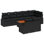 Casa si Gradina - Gradina si terasa - Mobilier exterior - Canapele si fotolii gradina - Set de 9 Piese Canapea Gradina cu Perne Negru Poliratan Acacia - Infinity.ro